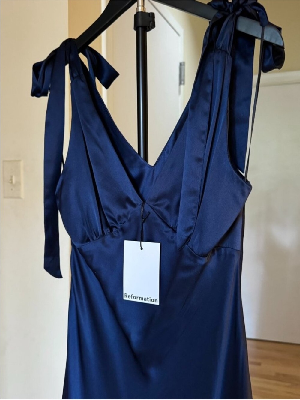 NWT Reformation Pernille Silk Maxi Dress Navy Blue Small - Picture 8 of 17